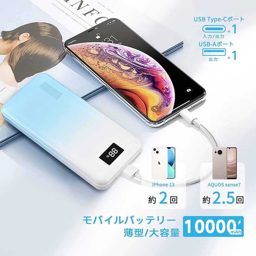 Amazon | Miady モバイルバッテリー 10000mAh 20W PD 大容量